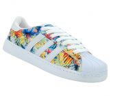 Tênis Feminino Adidas Superstar Branco e Floral Azul