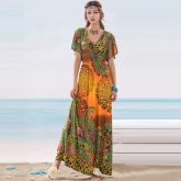 Vestido Casual Flores - decote em V