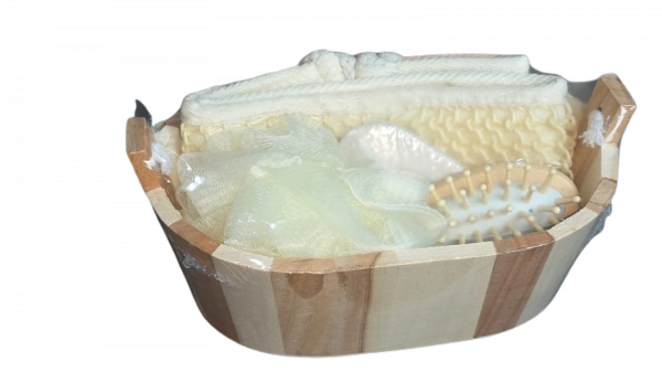 Kit Spa de Banho Mini Banheira de Madeira 5 Pçs