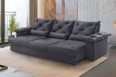 Estofado Retratil Reclinavel Atlas 320 3x90 Veludo Inca Grafite 10 Idealle