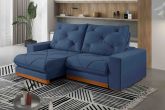 Estofado Retratil Reclinavel Buzios 230 2x90 Brc 25cm Veludo Inca Azul 24 Isealle
