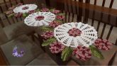 Caminho de mesa Floral em crochê