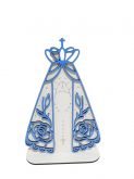 CÓD-RE48 NOSSA SENHORA NA BASE BRANCO COM MDF AZUL CLARO 12,5X5X20