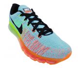 Tênis Nike Flyknit Air Max Verde Água e Laranja 11721
