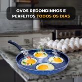 353027 Frigideira Colore 4 Ovos Antiaderente 26cm com Tampa de Vidro Azul Alegrete
