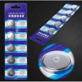 Cartela Bateria Com 5 moeda Cr 2032 3v