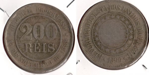 V049-7 - 200 Réis 1896  -Tiragem 2.850.000