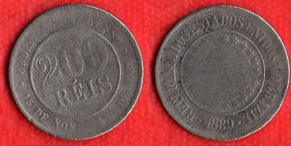 V045-3 - 200 Réis 1889 - Tiragem 4.829,000