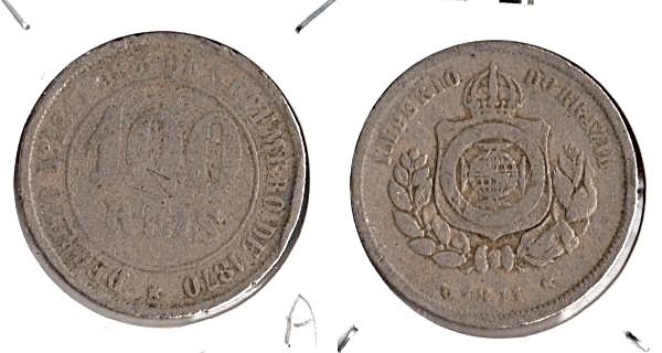 V002-5 - 100 Réis 1871 - Tiragem 4000.000
