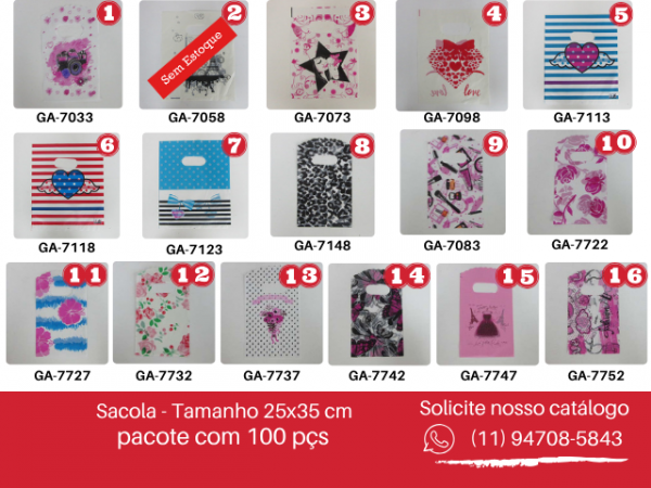 Sacola P/ presente 5- 25x35 PT C/ 100 pçs