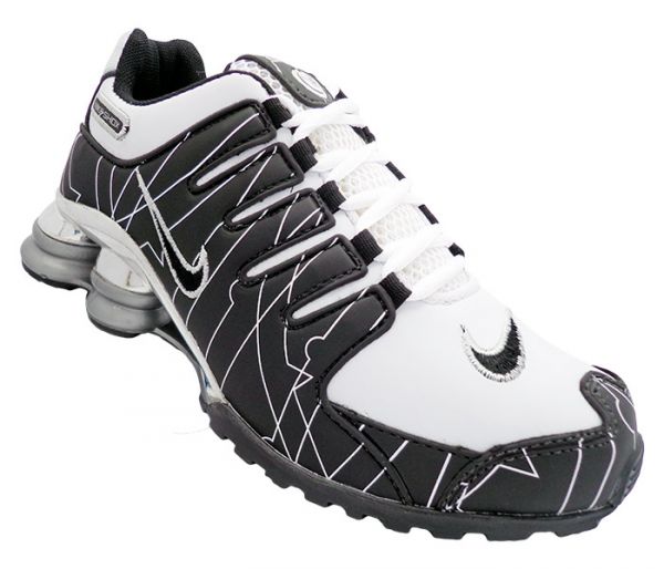 Tênis Nike Shox NZ Preto e Branco Cromado