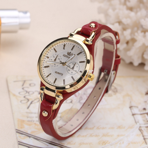 Relógio Feminino de Couro Fashion -Ref-E1