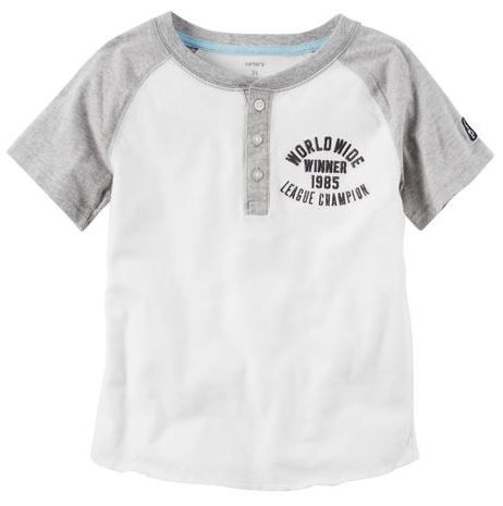 MC4C11- Camiseta Carter's Baseball Henley Branca 5T (4-5anos) - Carter's