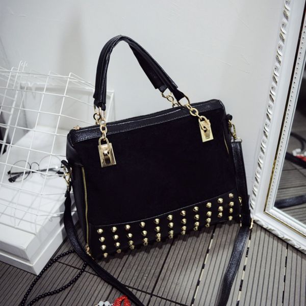 Mulheres Da Moda Bolsas de Marca De Couro Nobuck Rebite