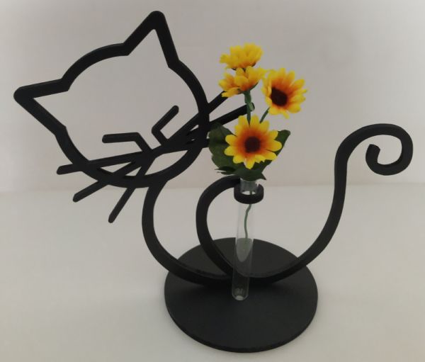 Vaso Gatinho Com Tubo de Vidro