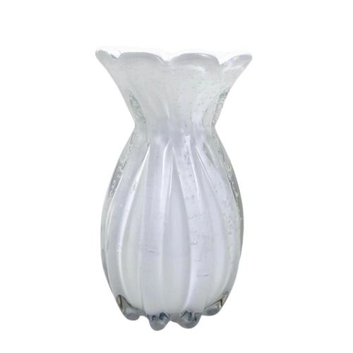 Vaso Murano Veneza Branco Leitoso 11,5x20cm