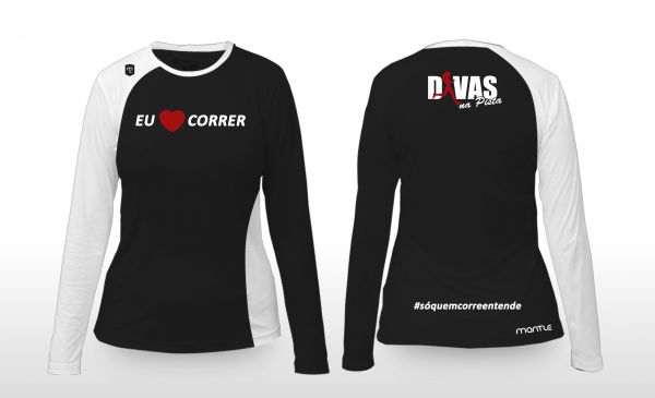 Blusa Feminina Baby Look Manga Longa "Eu Amo Correr"