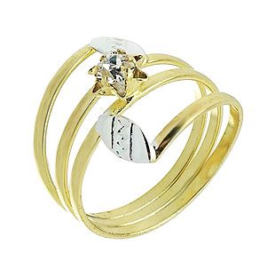 Anel de fio laminado folheado a ouro, contendo pedra de strass - Cod: AN0438