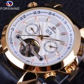 Relógio Masculino Mecânico Pulseira De Couro Marca De Luxo