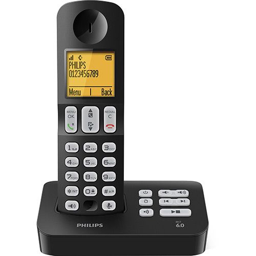 Telefone sem Fio Philips Preto D4051B/BR com Secretária Elet