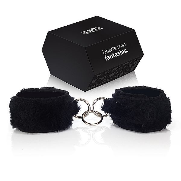 Algema em Pelúcia e Vinil com Fechamento em Velcro - Preta