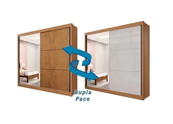 Roupeiro Titanium 2P6G com Espelho Cinamomo ou Cinamomo.Off White Flex D Doro