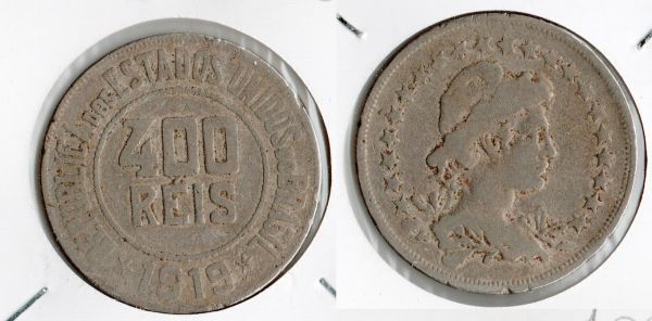 V109-1 - 400 Réis 1919 - Tiragem Baixa 891.000