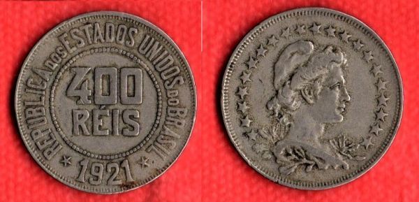 V111-2 - 400 Réis 1921 - Tiragem BAIXA 870.750