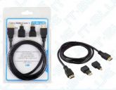 Kit Cabo Hdmi 3x1 Com Plug Adaptador Hdmi Micro E Hdmi 1.5M Mini LE-6623