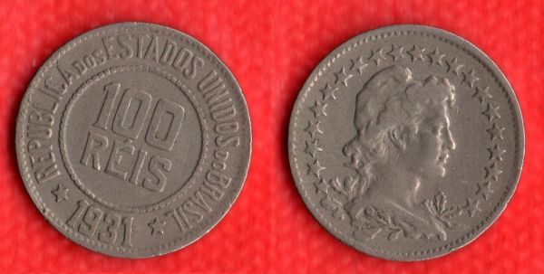 V085-5 - 100 Réis 1931 -Tiragem 2.500.000 - Ótimo Estado