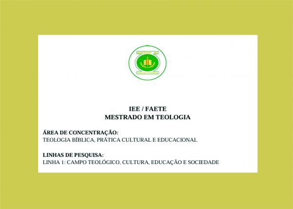 Mestrado em Teologia com Especialização em Ministérios Eclesiásticos