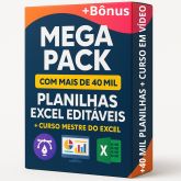 Mega Pack com Mais De 40 Mil Planilhas + Curso Mestre do Excel + Bônus - VERSÃO:  ARC120