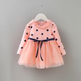 Vestido Bebê Primavera Com Laço Manga Longa