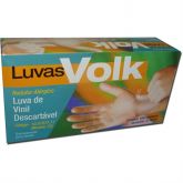Luvas Vinil Volk Descartável Natural com Amido Tam G Caixa com 100 unidades