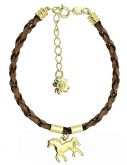 Pulseira em couro sintético c/ detalhes folheados a ouro Cod: P343
