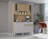 A564.Kit Cozinha Coral 8P1G 120 Damasco Ripado 3D.Off White Poquema