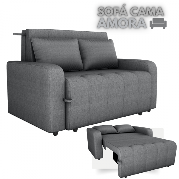 Sofa Cama MX Amora New 1 Estagio Linho Cinza 487 Matrix