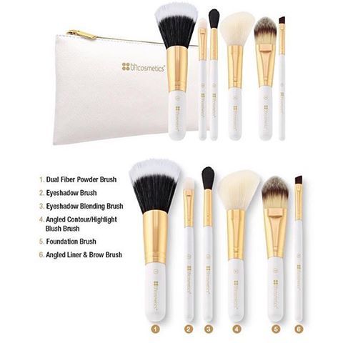 Pinceis Bright White 6 Peças E Necessaire Bh Cosmetics