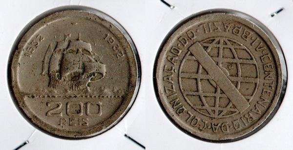 136-2 - 200 Réis 1932 - Tiragem BAIXA - 596.214 -Oportunidade