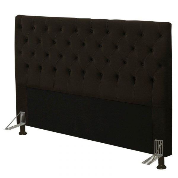 Cabeceira Solteiro Paris 90 Veludo Cacau 1703 SR Cabec