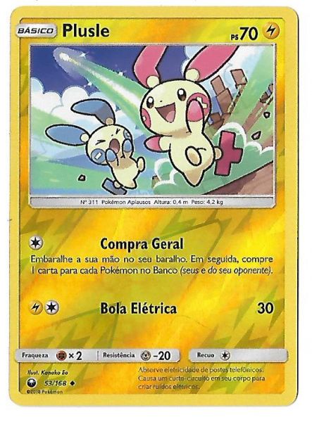 Pokemon Plusle Reverse Foil Sol e Lua Tempestade Celestial