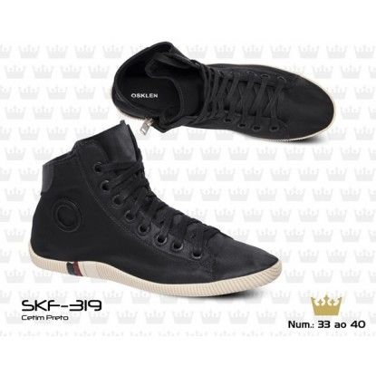 BOTA OSKLEN CETIM PRETO  Cód. do produto: SKF-319