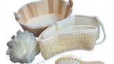 Kit Spa de Banho Mini Banheira de Madeira 5 Pçs