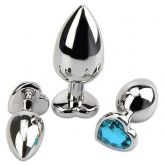 PLUG ANAL CÔNICO COM CRISTAL FORMATO CORAÇÃO P  AZUL CELESTEP