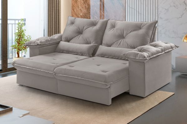 Estofado Retratil Reclinavel Atlas 200 2x80 Vel Inca Bege Claro 02 Idealle