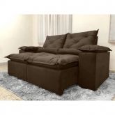 Estofado Retratil Reclinavel Fenix 230 2x115 Veludo Marrom 03 Diviminas