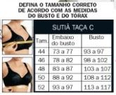 Tabela de Tamanhos Feminino Taça C