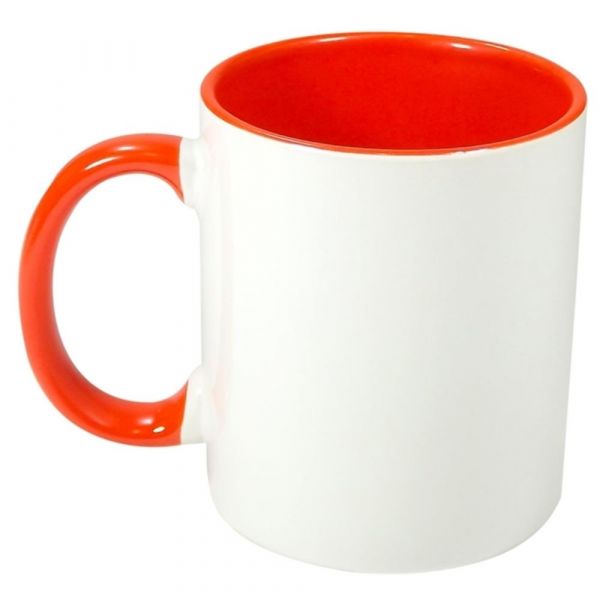Caneca color 325 ml interior e alça laranja