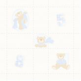 Papel de Parede Bambino's Bobinex (Nacional) - Xadrez com Ursinhos (Tons de Azul/ Tons de Bege) 3326