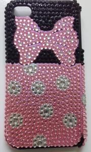 CASE STRASS ROSA E PRETA PARA IPHONE 4 E 4S